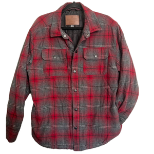 Rugged Elements Red & Gray Flannel Snap Button Mens Shirt Jacket Size Large